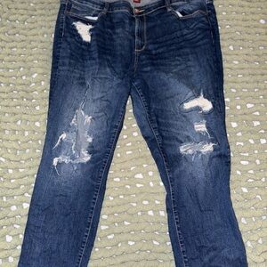 Arizona Jean Company Dark Blue Distressed Hi Rise Jeans